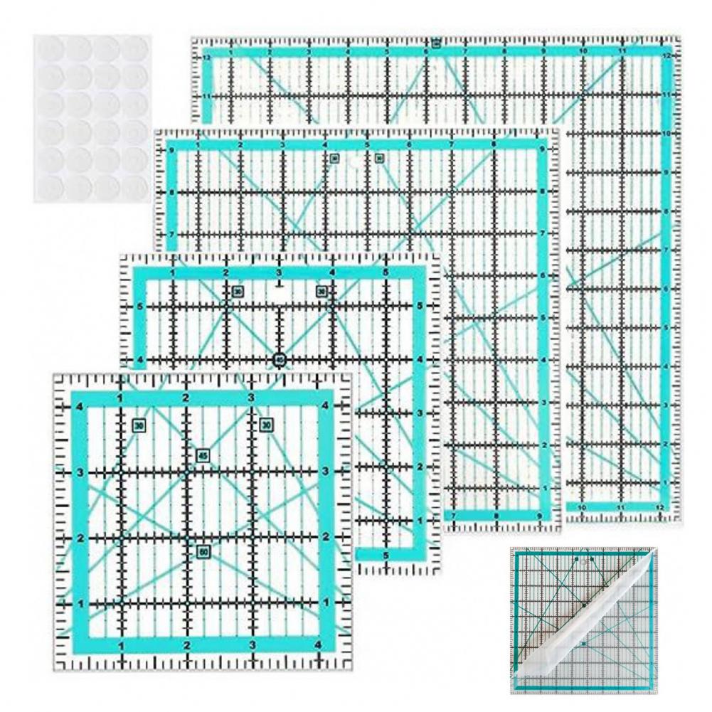 Quilting Ruler Square - 4 Stuks Acryl Quilten Liniaal Met