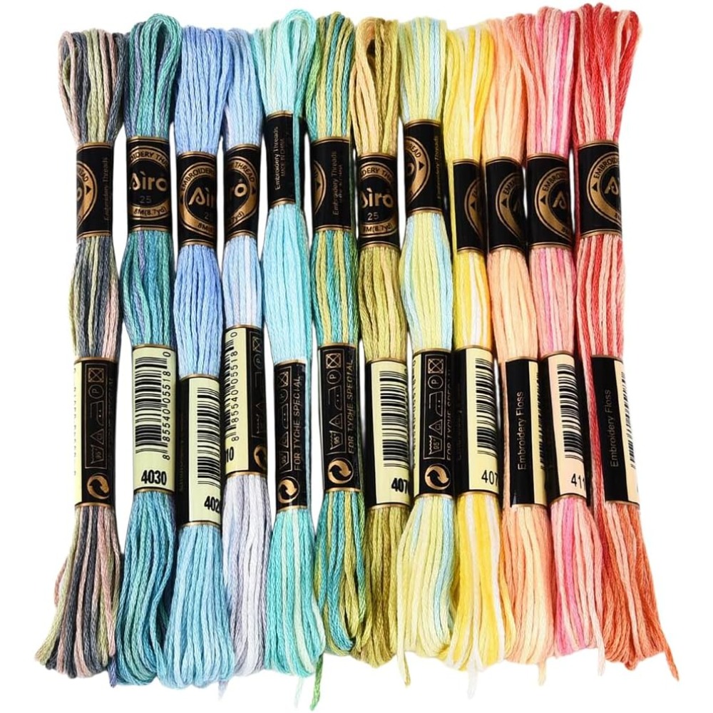 Embroidery Floss Thread - 12 klosjes 105 yards 6-draads gemêleerd