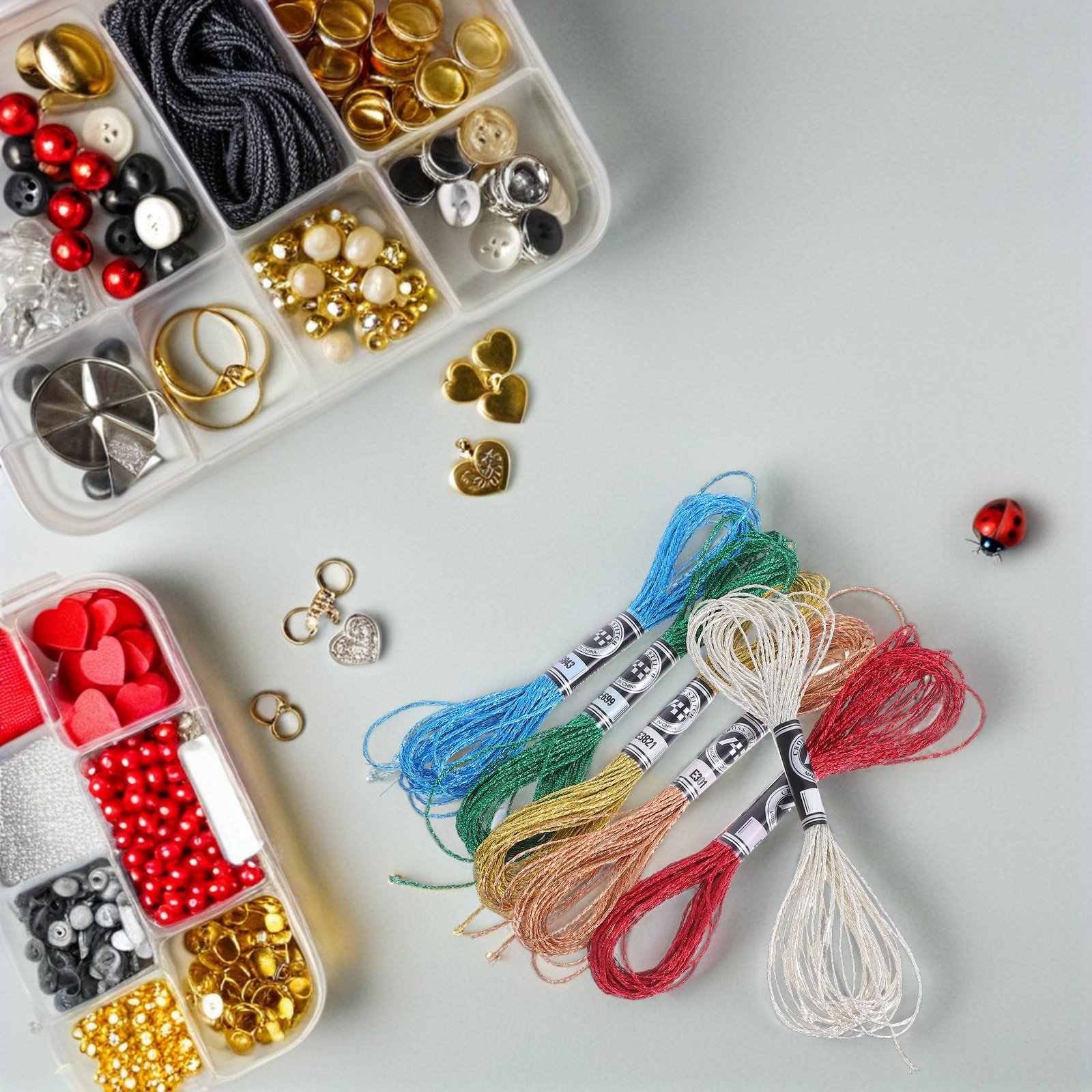 Embroidery Floss Thread - 6 stuks luxe metallic borduurgaren, levendige