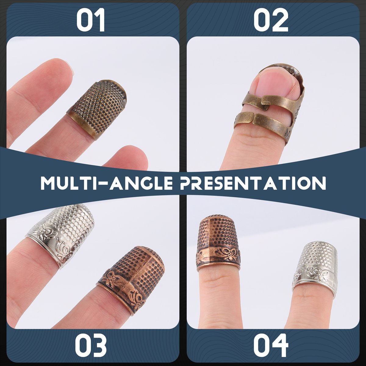 Sewing Thimble Metal - MALL 6 stuks naaivingerhoedje, verstelbare metalen