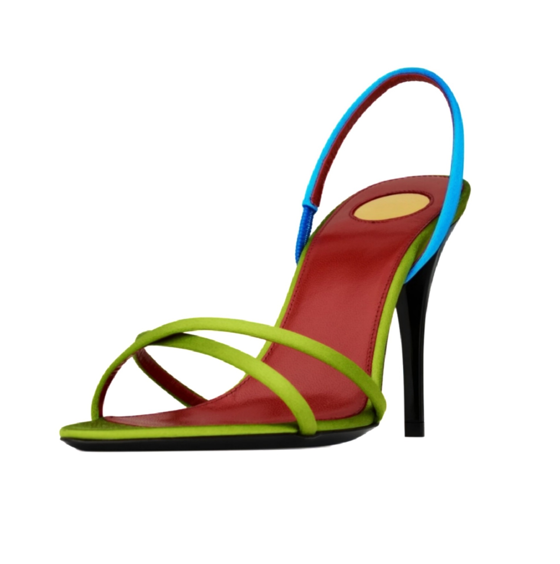 Sewing Nylon - Dames sandalen met kleurblokken, satijn, gekruiste