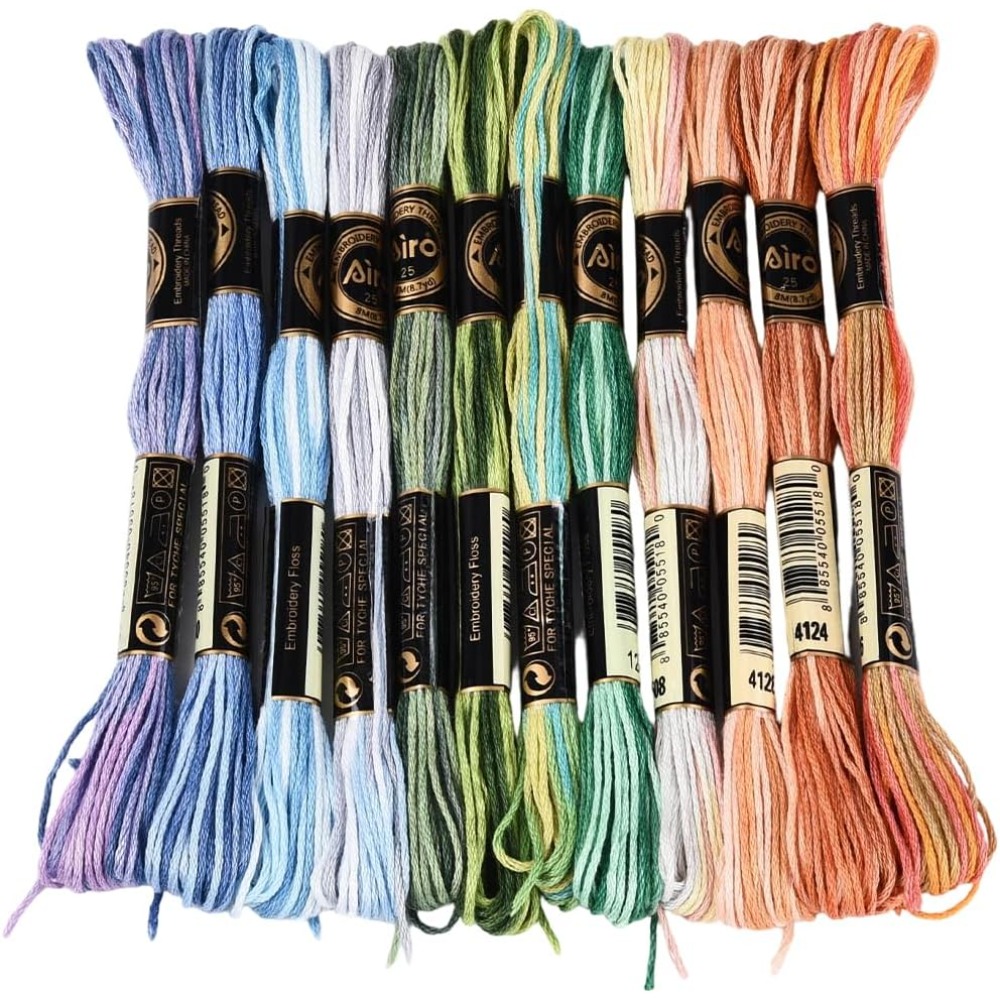 Embroidery Floss Thread - 12 klosjes 105 yards kruissteekgaren, gemêleerd
