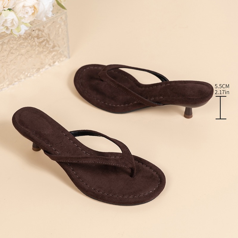 Sewing Nylon - Dames bruine sandalen met dunne hak