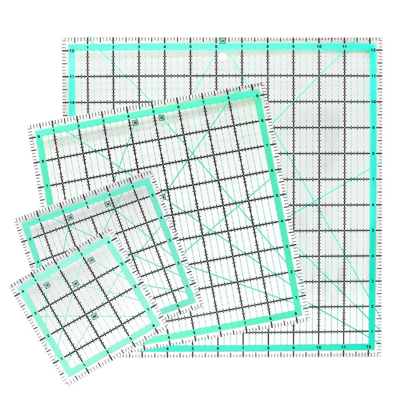 Quilting Ruler Square - J1UL1N 4 STUKS Vierkante Quiltliniaal (12,5/9,5/6/4,5