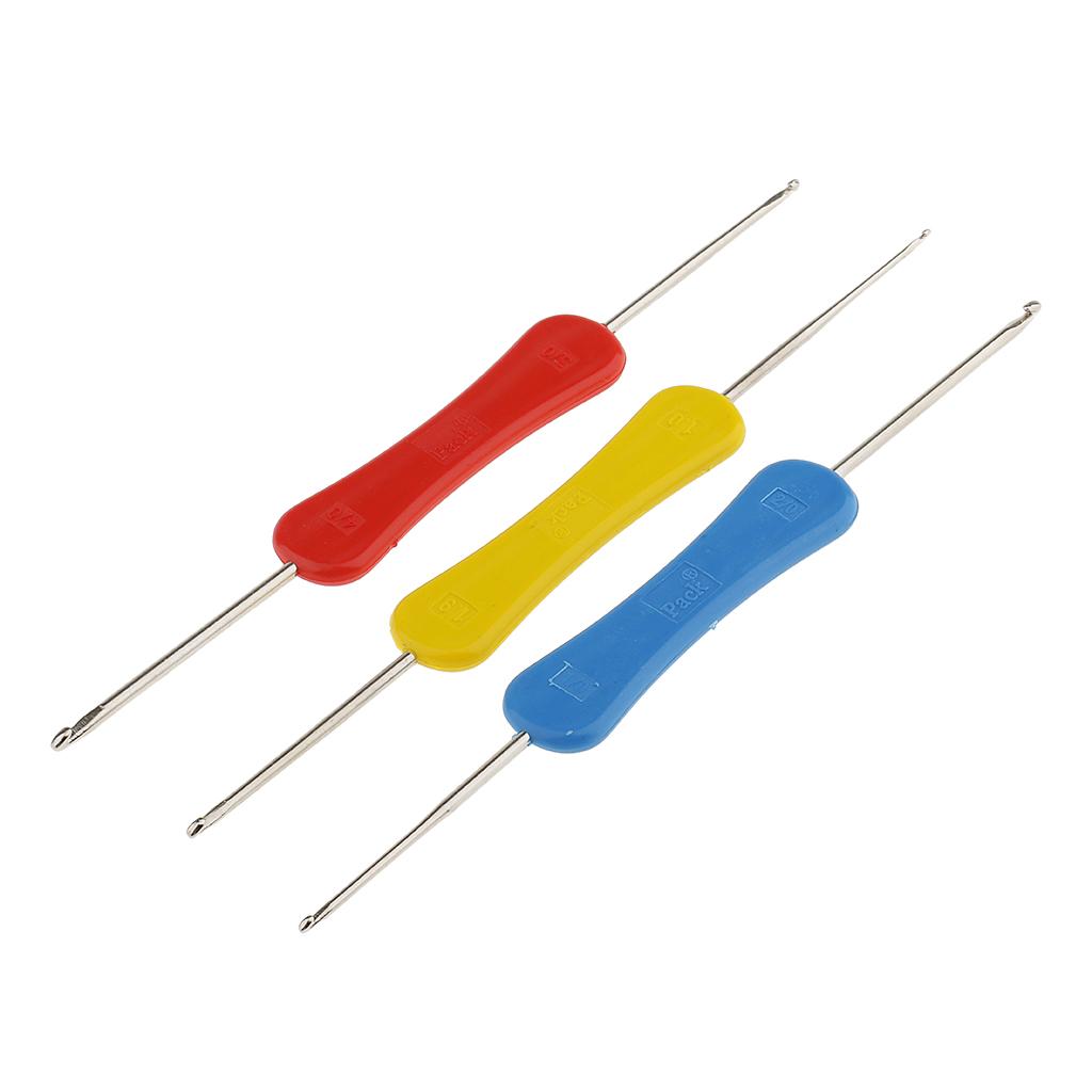 Textile Sewing Kit - 3 gemengde dubbelzijdige haaknaalden met handgemaakte