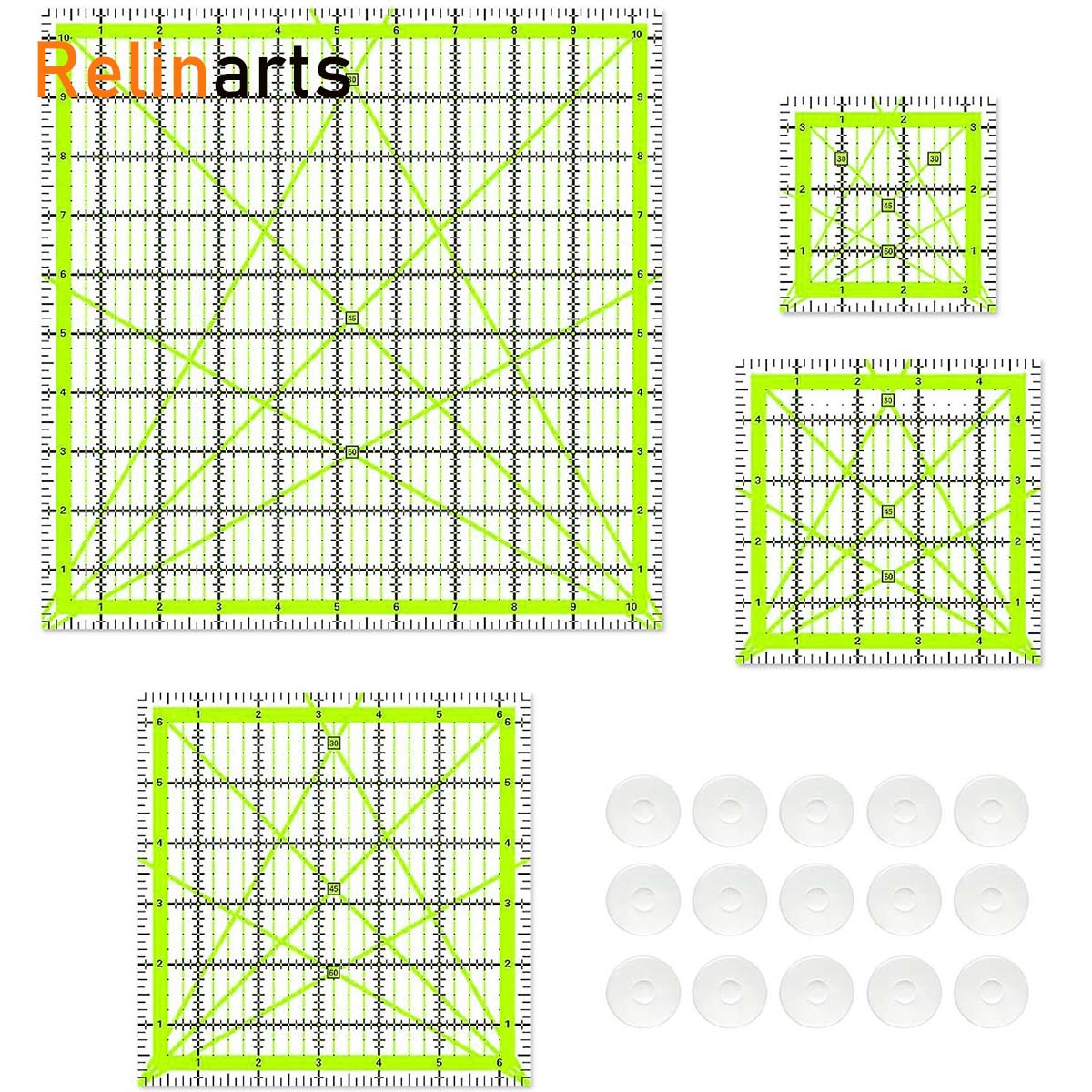 Quilting Ruler Square - 4-delige acryl vierkante quiltingliniaalset + 24