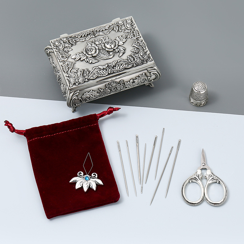 Sewing Thimble Metal - Borduurschaar Kits, Roestvrijstalen Schaar Naaldbreker Vingerhoed