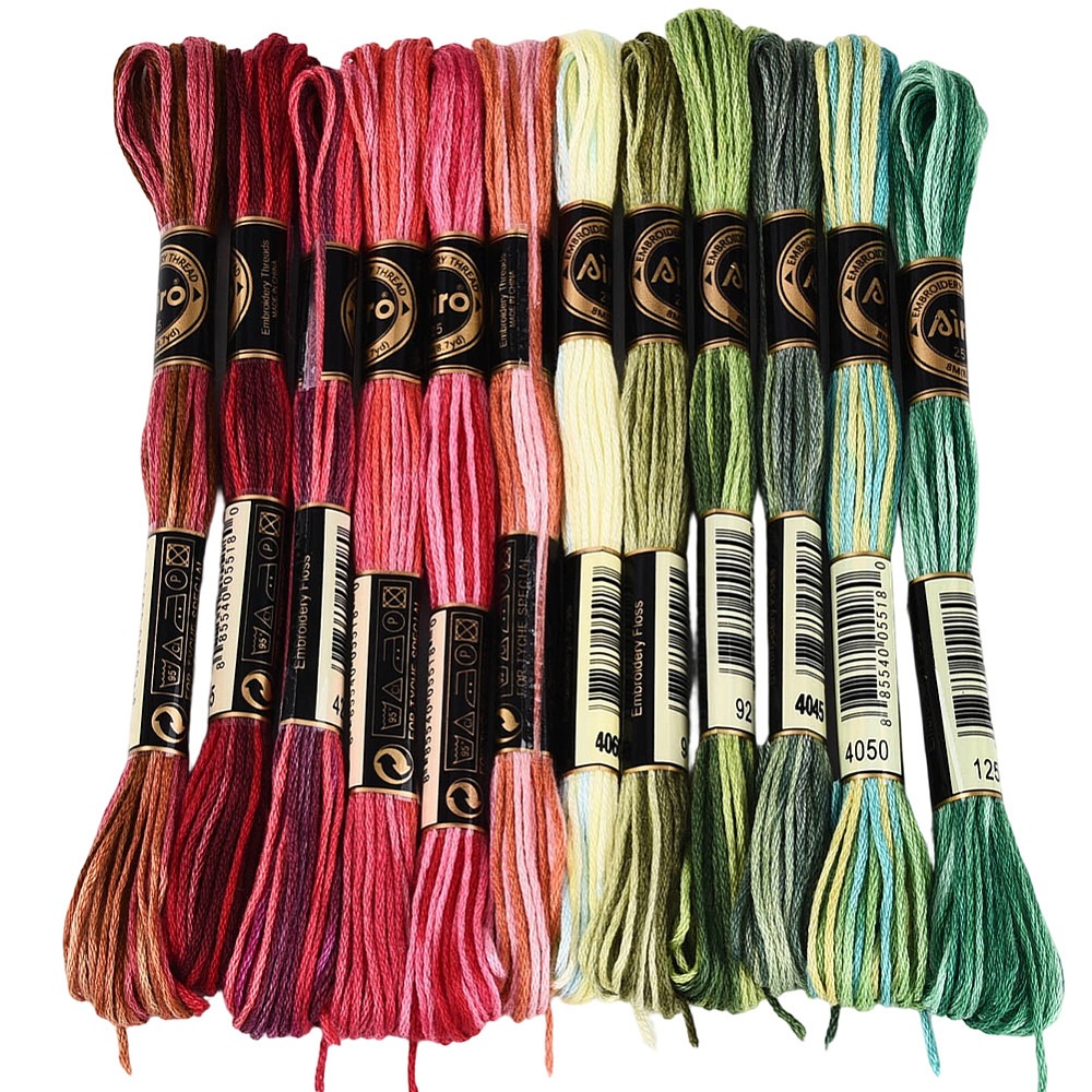 Embroidery Floss Thread - 105 yards borduurgaren, 6-draads, gemêleerd, polyester,
