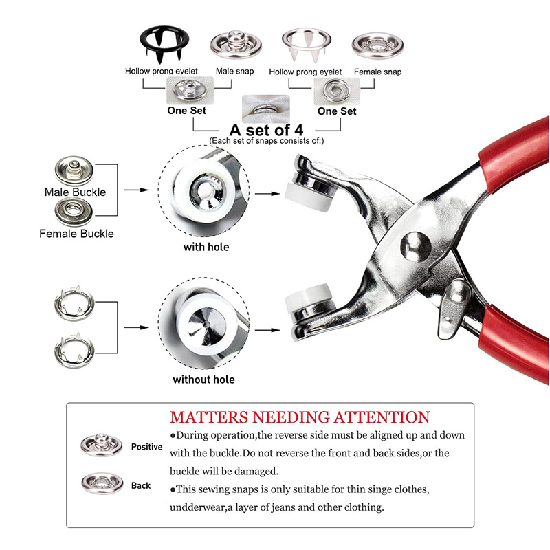 100 Sets Snap Tang Automatisch - Snap Button Plier recensie en prijs