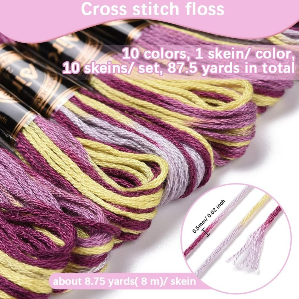 6-strengen paars bonte borduur - Embroidery Floss Thread recensie en prijs