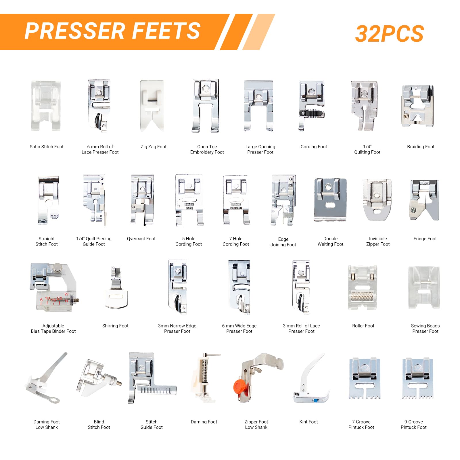 32-in-1 multifunctionele naaiv - Zipper Foot Presser recensie en prijs