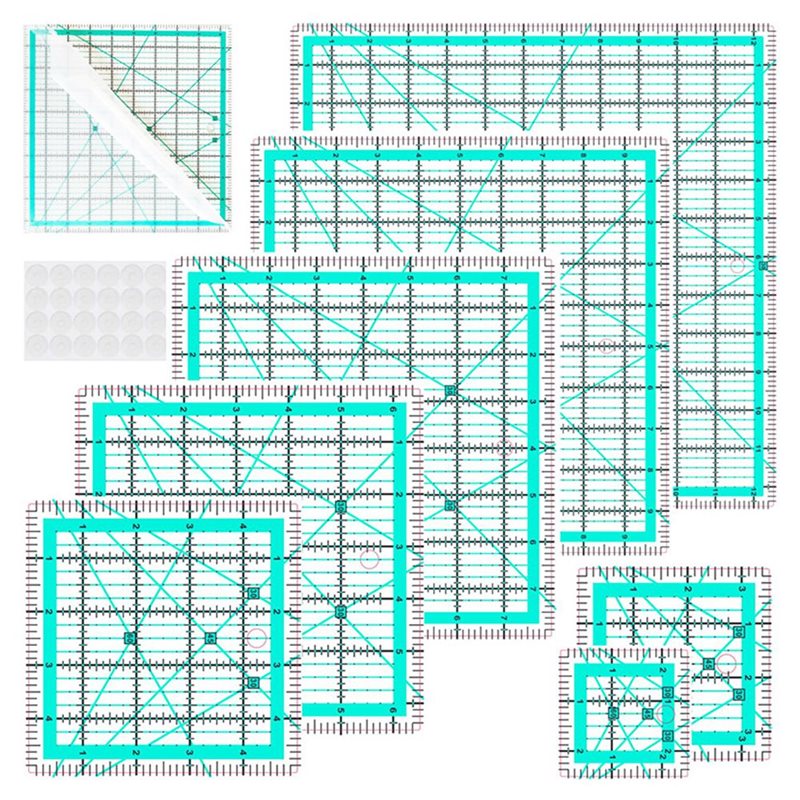 A25F-Blauw 7-delige kraaglinia - Quilting Ruler Square recensie en prijs