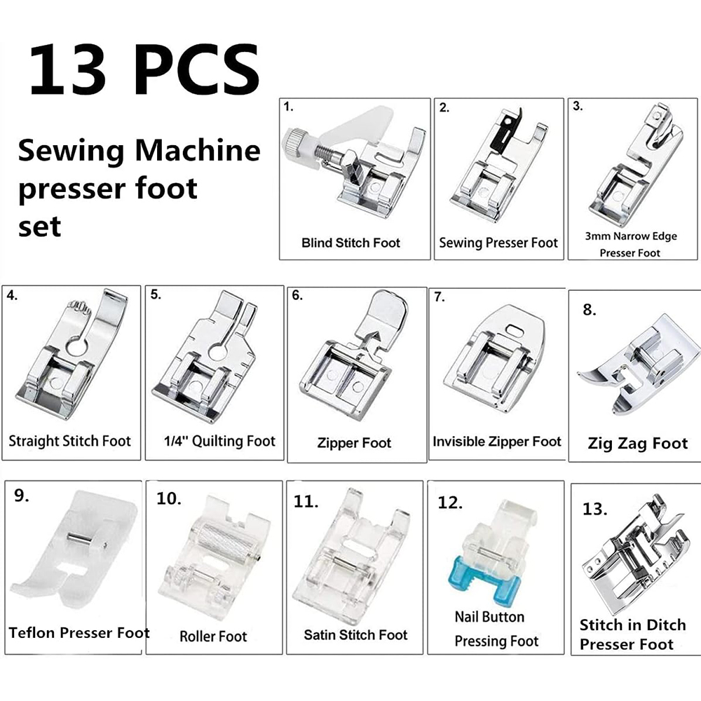 13 stks/doos Naaivoet Set Roll - Zipper Foot Presser recensie en prijs